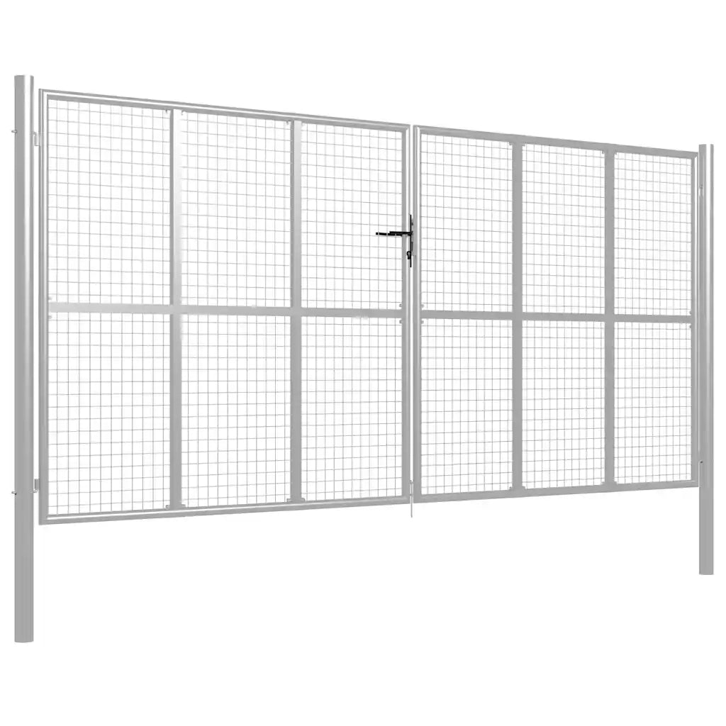 Cancello da Giardino in Acciaio Zincato 400x175 cm Argento 144302