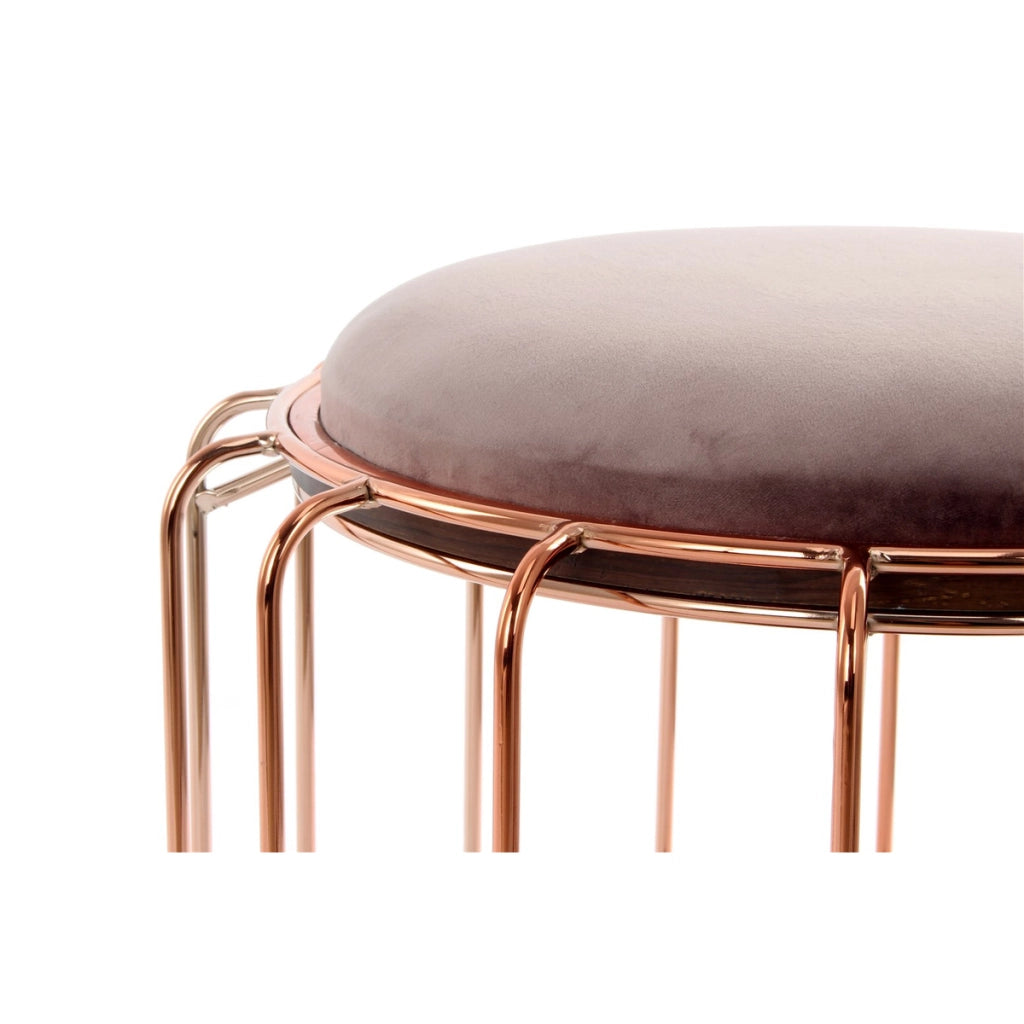 Tavolino e Pouf 2 in 1 Comfortable in Velluto Lilla e Oro Rosa