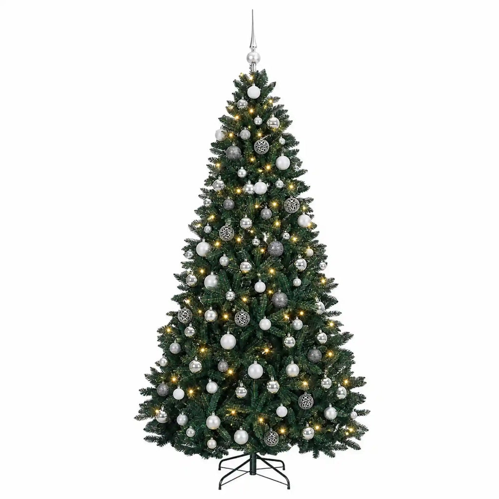 Albero di Natale artificiale verde scuro con palline 180 cm 3467278