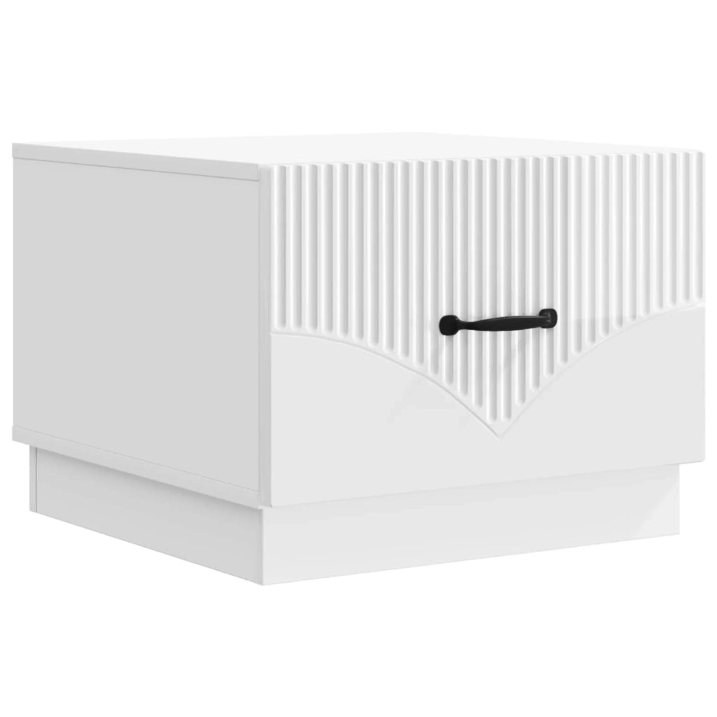 Tavolino da salotto con cassetto Bianco Lucido 49 x 50 x 37 cm