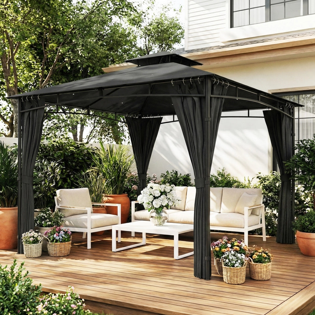 Gazebo da giardino ¨C zephmum ¨C 3x3m grigio antracite