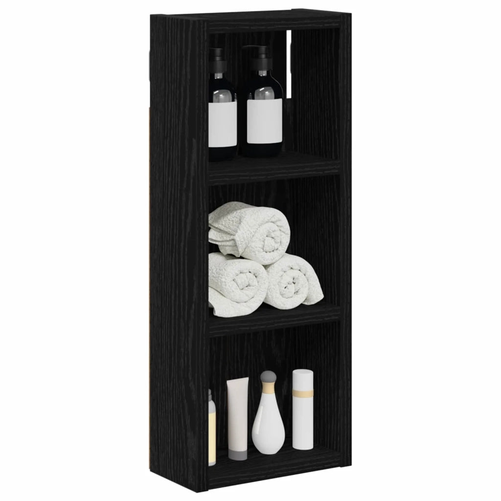 Armadio da bagno a muro Rovere Nero 20 x 10 x 50 cm
