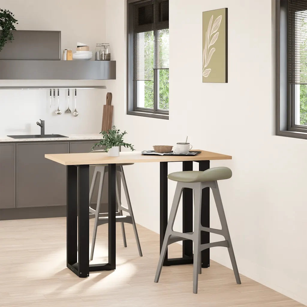 Gambe per tavolo da bar a forma di T 2 pz nere 50x35x(90-91) cm in acciaio