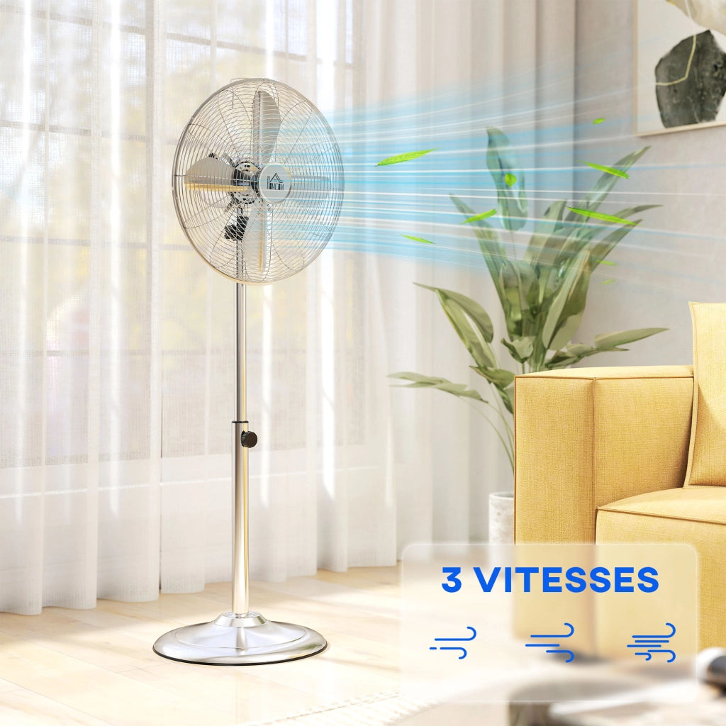 Ventilatore da pavimento regolabile ¨C Zephmum ¨C Argento 50W 87-120cm 3 velocita'