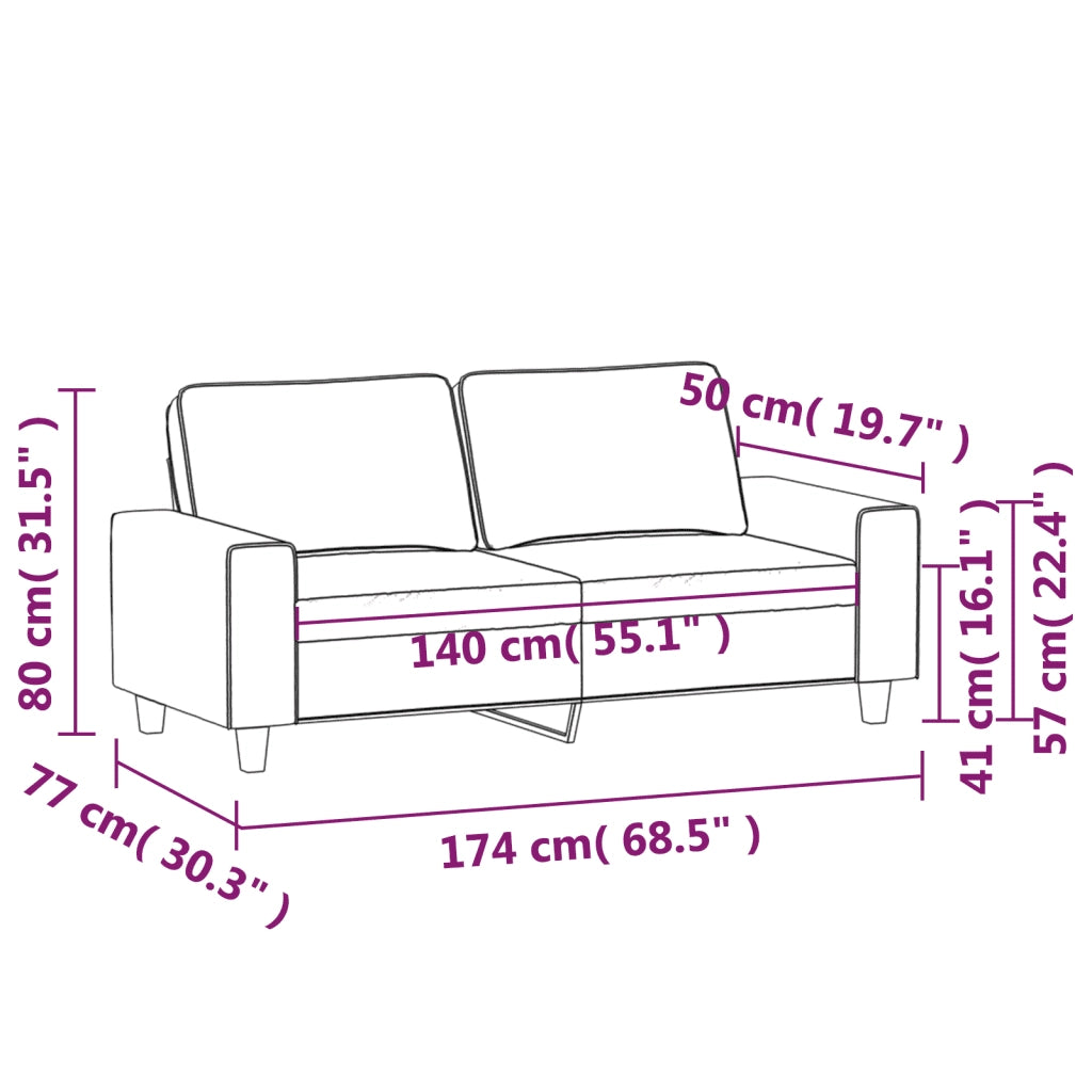 Divano a 2 Posti-Sofa 2 Posti Marrone 140 cm in Tessuto 912006