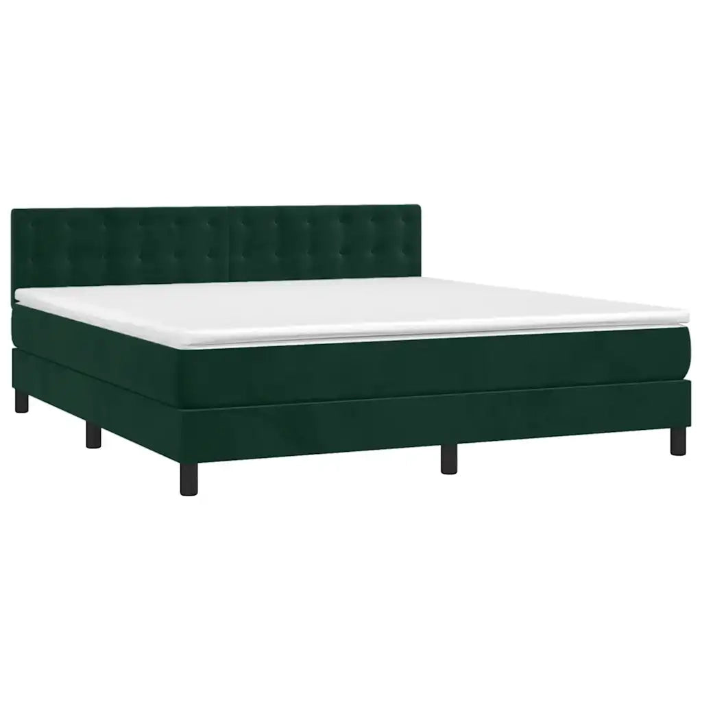Giroletto a Molle con Materasso Verde Scuro 160x200 cm Velluto 3141554