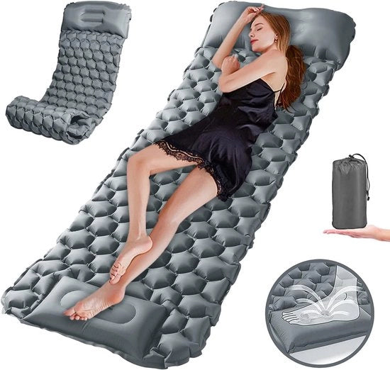 Matrimoniale lattina per esterno, air mattress, autoinflante, con pompa a pedale, 200 cm, ultraleggero, gonfiabile, airbed per campeggio, impermeabile, per escursioni, viaggi, spiaggia
