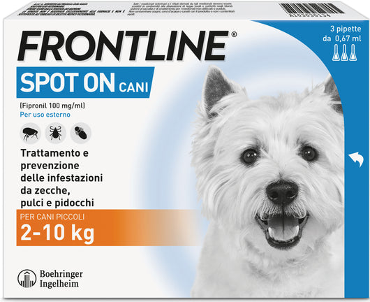 Frontline ANTIPARASSITARIO SPOT ON  per cani  2÷10 kg. (cf. 3 pipette)