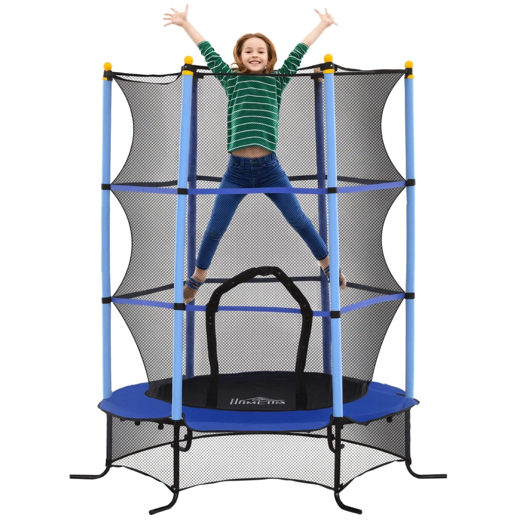 Trampolino da giardino ¨C zephmum ¨C Blu, ?160x190 cm, con rete di sicurezza