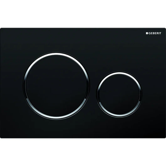 PLACCA DI COPERTURA 2 TASTI SIGMA 20 GEBERIT Nera bordi tasti Cromati