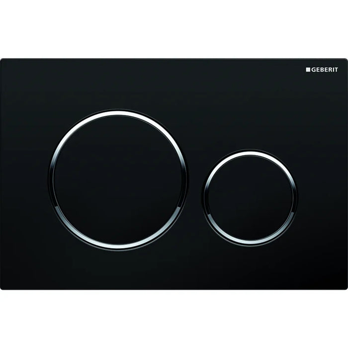 PLACCA DI COPERTURA 2 TASTI SIGMA 20 GEBERIT Nera bordi tasti Cromati