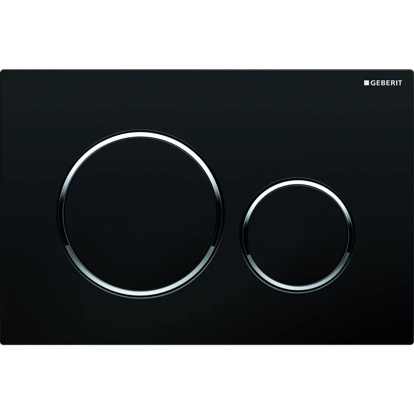 PLACCA DI COPERTURA 2 TASTI SIGMA 20 GEBERIT Nera bordi tasti Cromati