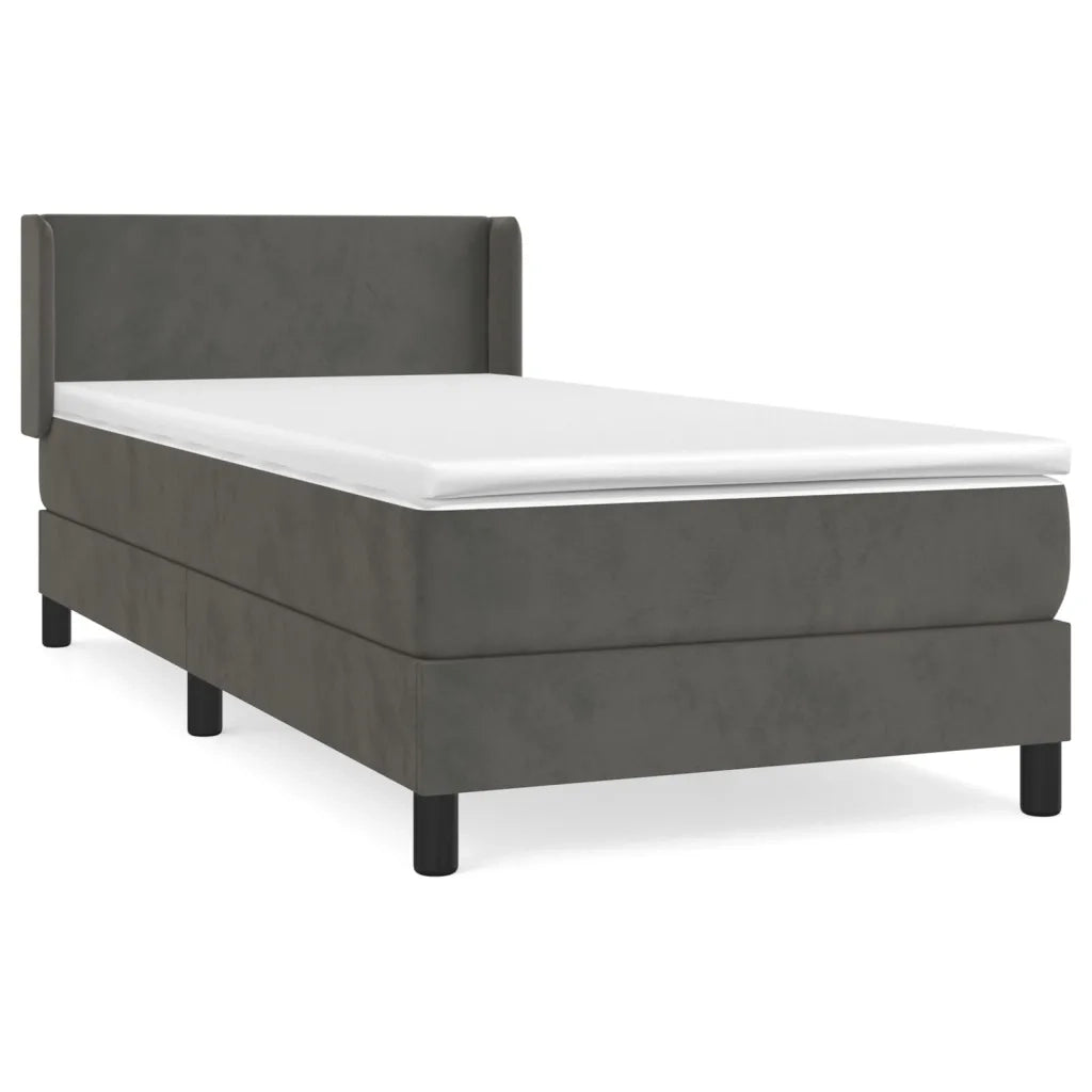 Giroletto a Molle con Materasso Grigio Scuro 90x190 cm Vellutocod mxl 74521