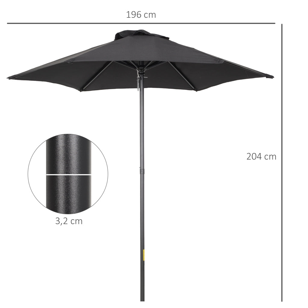 Parasole esagonale girevole pieghevole diametro 196 cm stabile da mercato protezione solare per balcone giardino e spiaggia colore nero