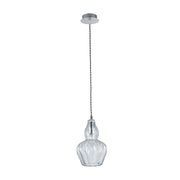Sospensione Contemporanea Eustoma Metallo Nichel 1 Luce Diffusore Vetro Trasp.