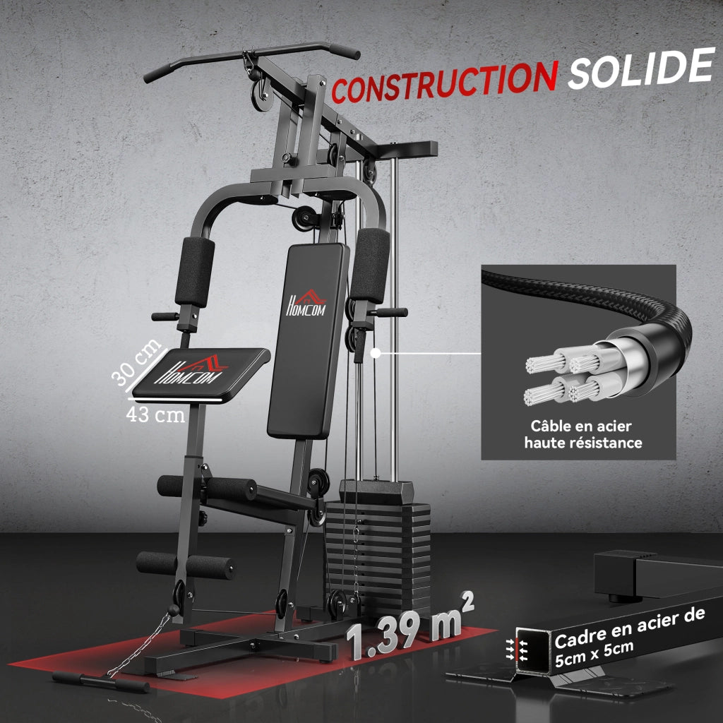Attrezzatura Palestra Multifunzione con Stack 65 kg ¨C zephmum ¨C Nero