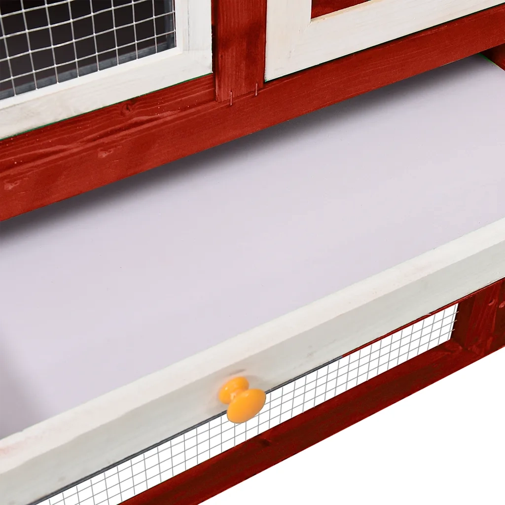 Conigliera Rosso e Bianco 140x63x120cm Legno Massello di Abete 170871
