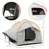Tenda per Auto Impermeabile a 3 Porte in Poliestere, PE e Fibra di Vetro, 239x210x210 cm, Grigio e Arancione