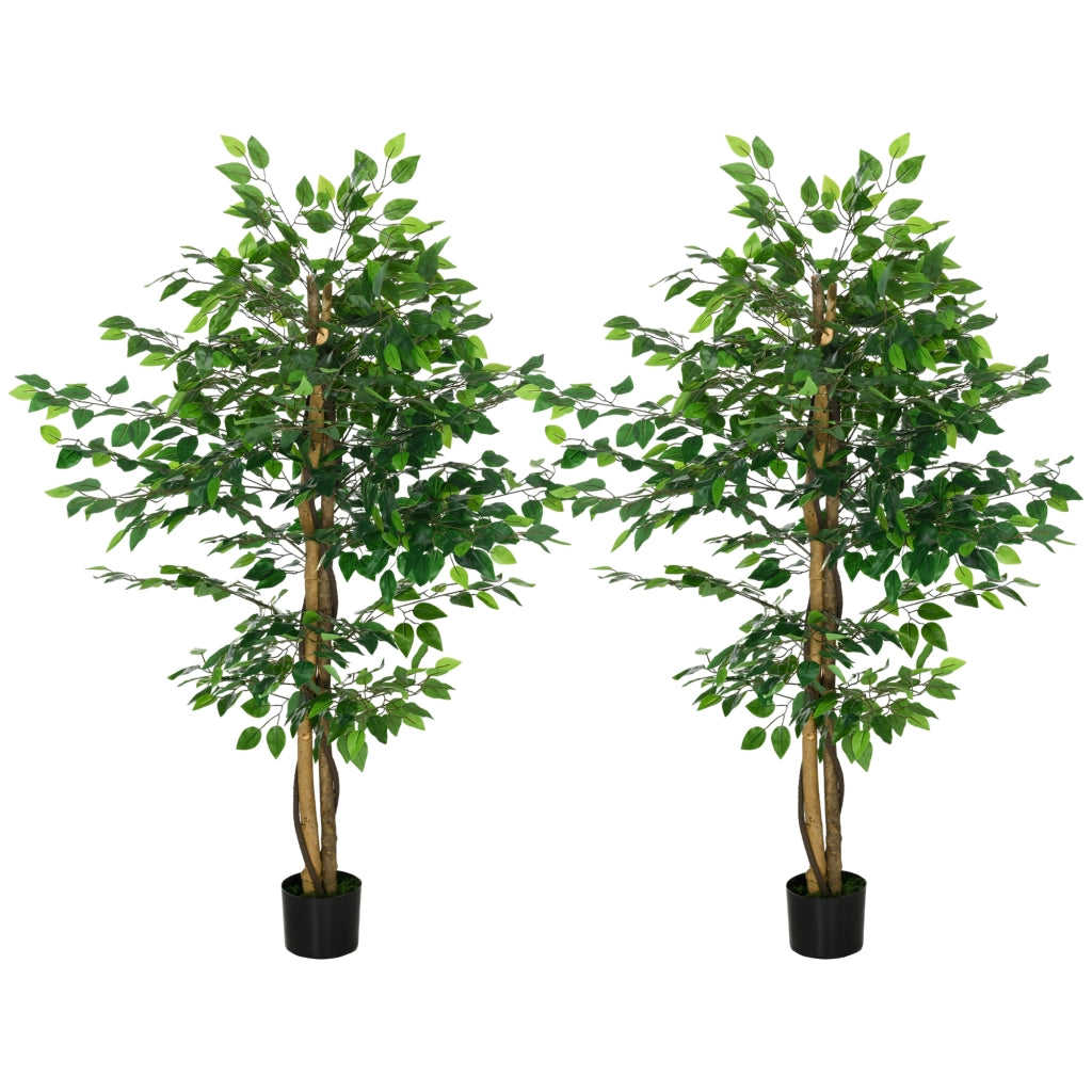 Pianta Finta Ficus 150 cm con Vaso ¨C Zephmum ¨C Verde Realistico Tronco Liane