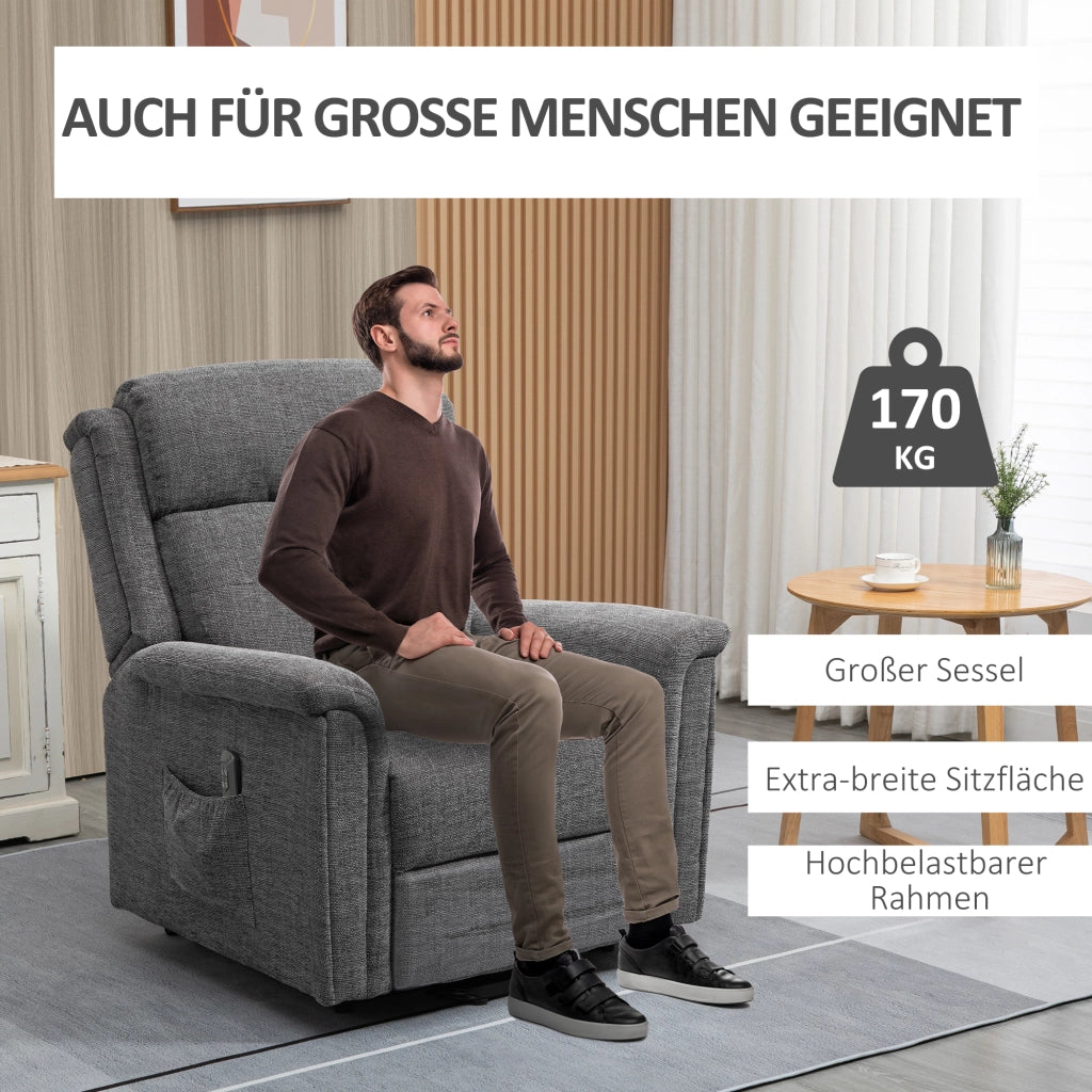 Poltrona Relax Elettrica con Alzapersona e Poggiapiedi ¨C Zephmum ¨C Grigio Scuro in Tessuto