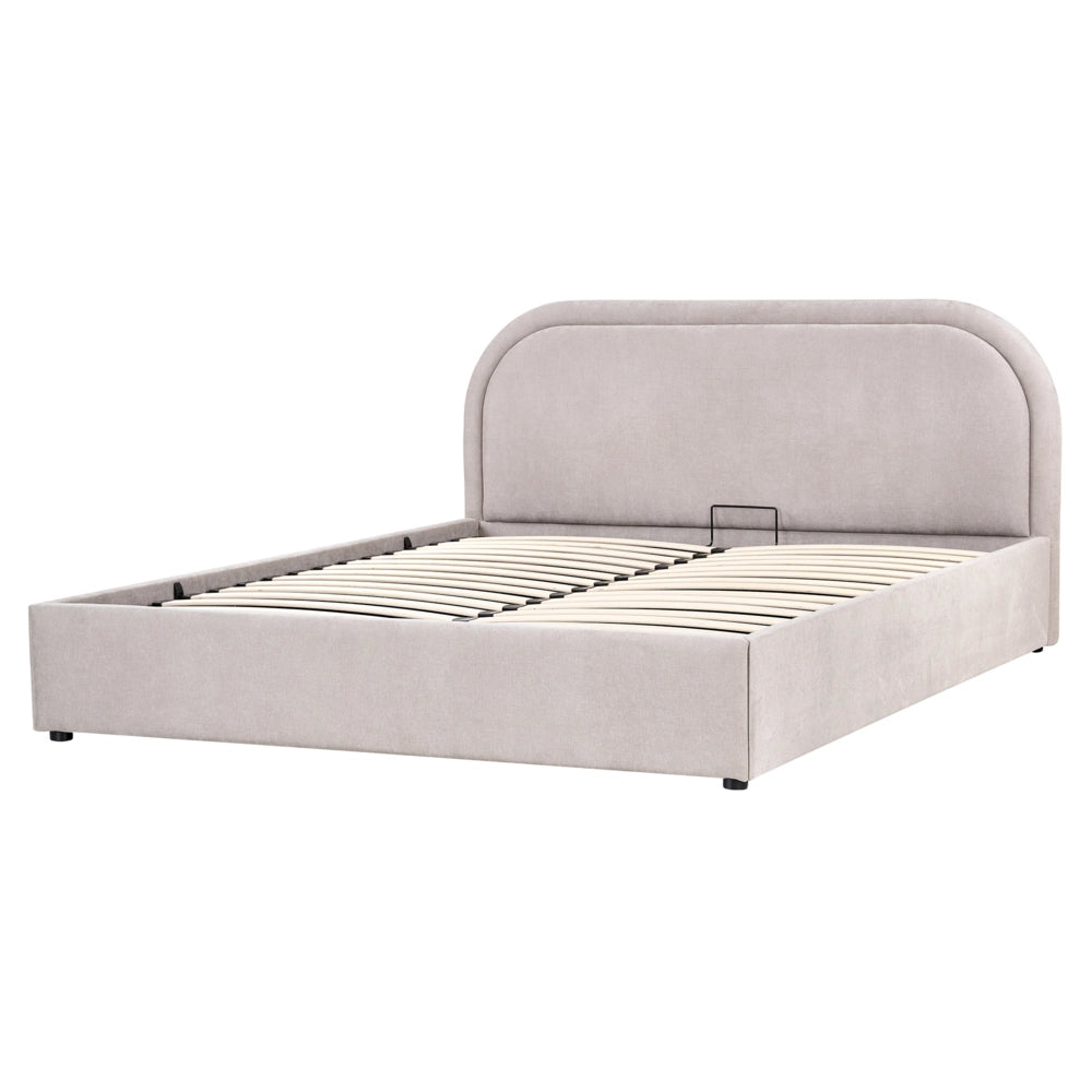 Letto matrimoniale EU tortora Tessuto di ciniglia 160 x 200 cm Struttura imbottita con contenitore