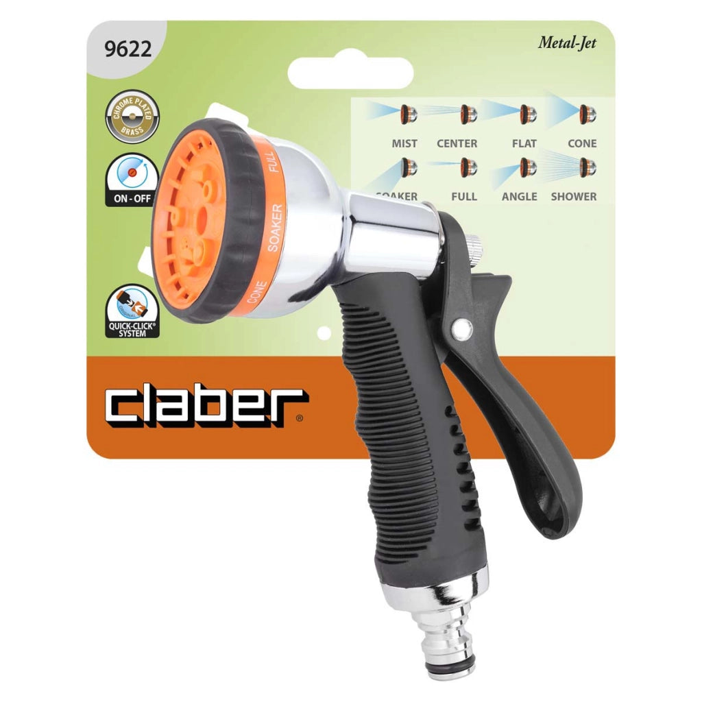 IDROPISTOLA A LANCIA MULTIFUNZIONE 8 GETTI METAL-JET IN BLISTER 9622 - 1 blister CLABER