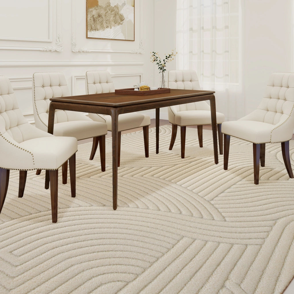 Tappeto geometrico a pelo lungo ¨C zephmum ¨C 160x120 cm crema