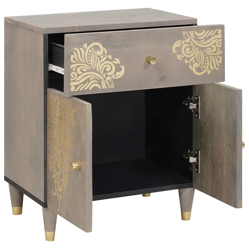 Comodino con porta con cassetto-Tavolino da notte Grigio 50 x 33 x 60 cm 156403