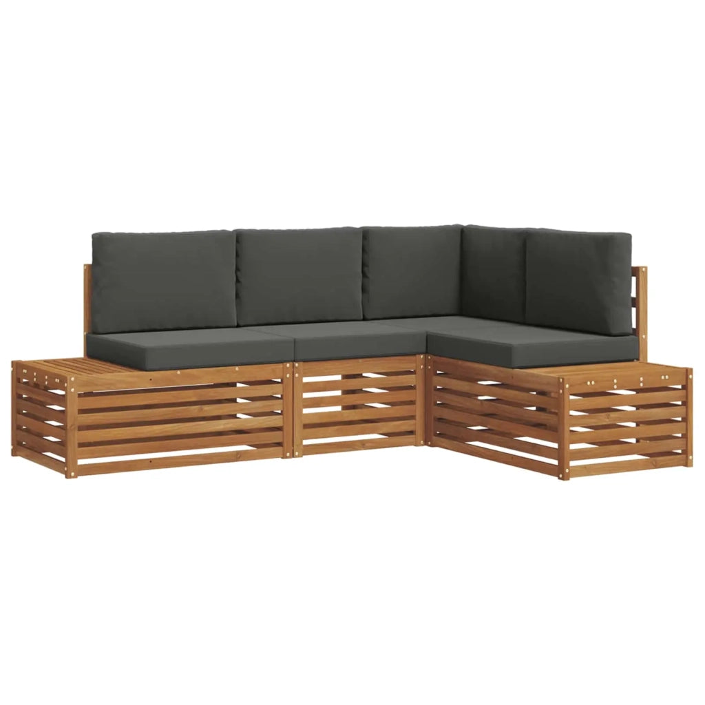 Set di divani da esterno-Sofa da giardino 4 Pezzo Naturale e Antracite 489712