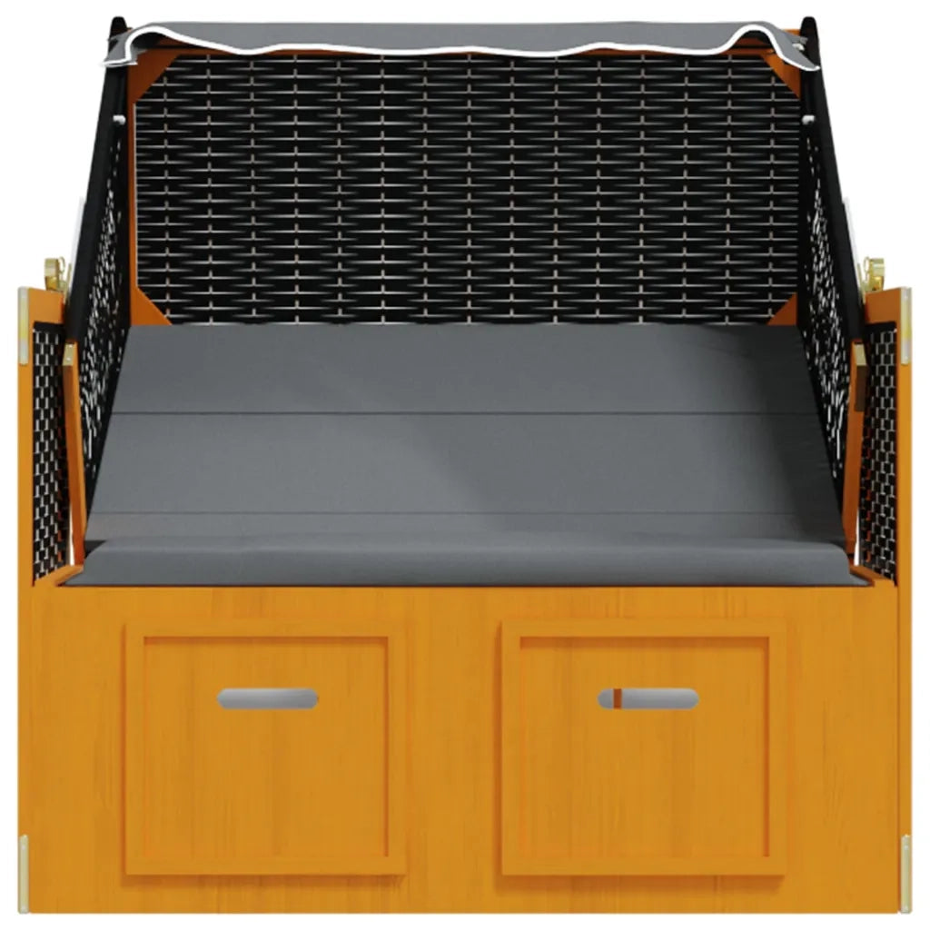 Strandkorb e Tettoria Polyrattan Legno Massello Nero Antracite 318658