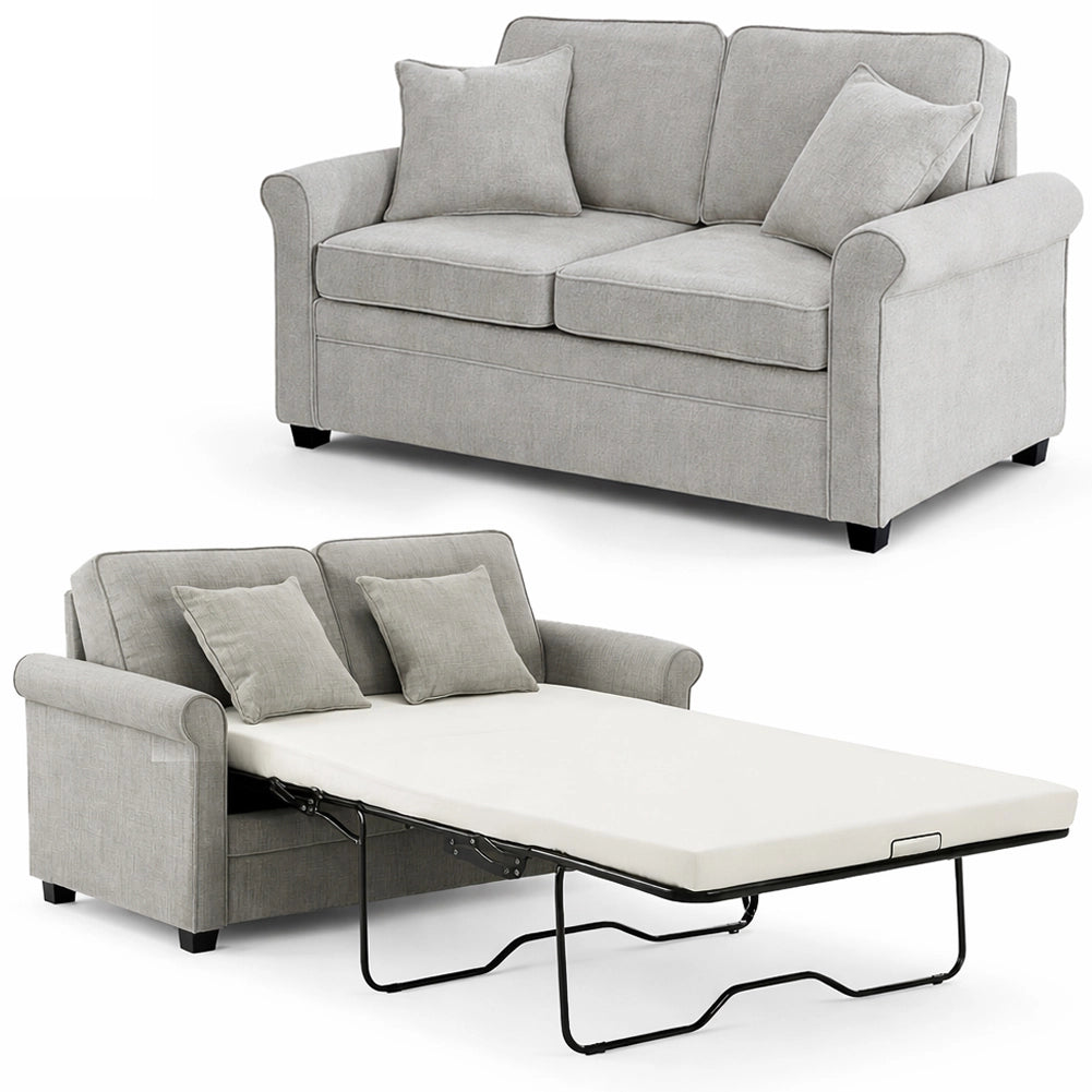 Divano Letto a 2 Posti Grigio con Cuscino Memory Ergonomico con Apertura Facile
