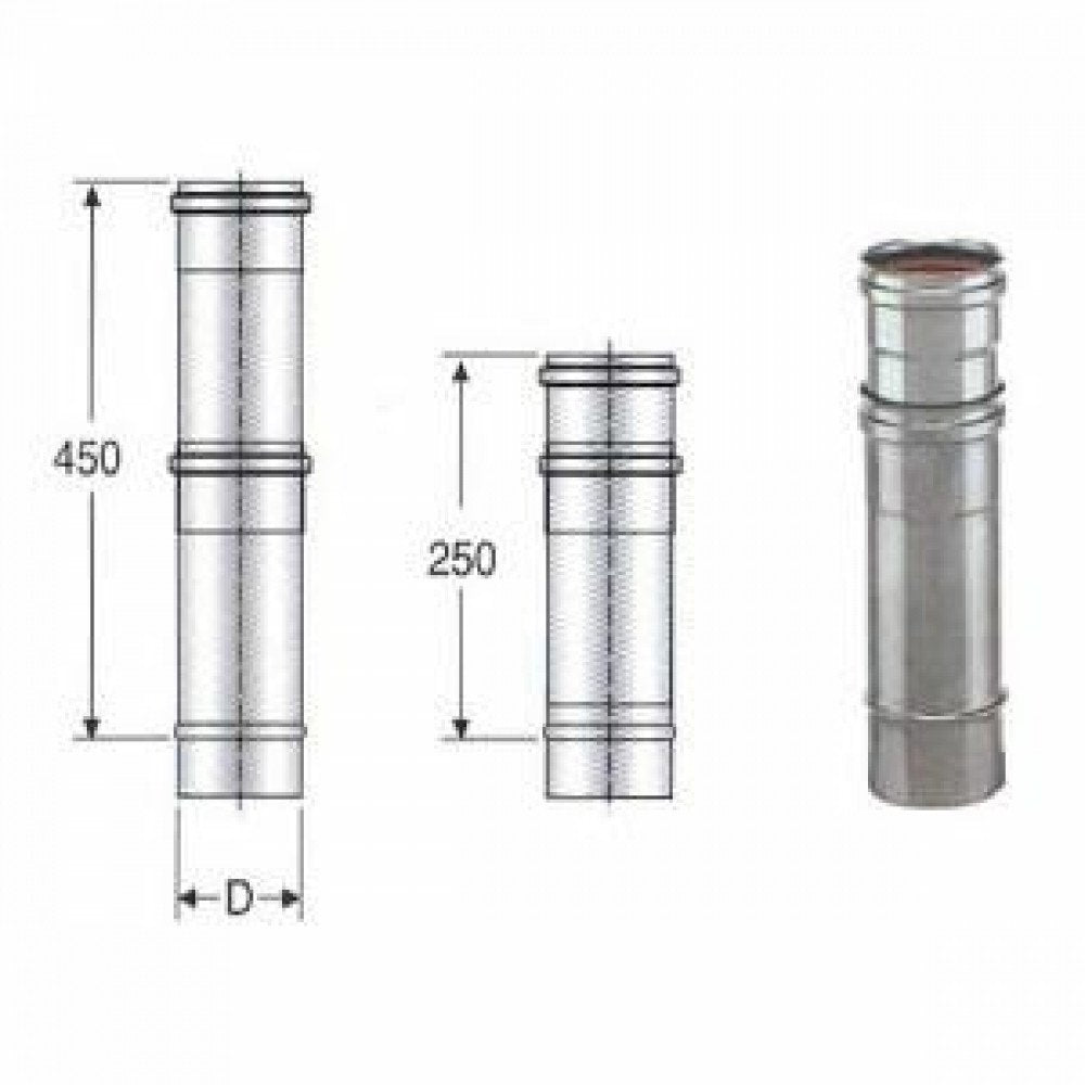 Inox mono parete aisi 316 elemen to telescopico d.080 b08x9znqvl