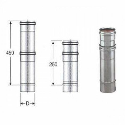 Inox mono parete aisi 316 elemen to telescopico d.080 b08x9znqvl