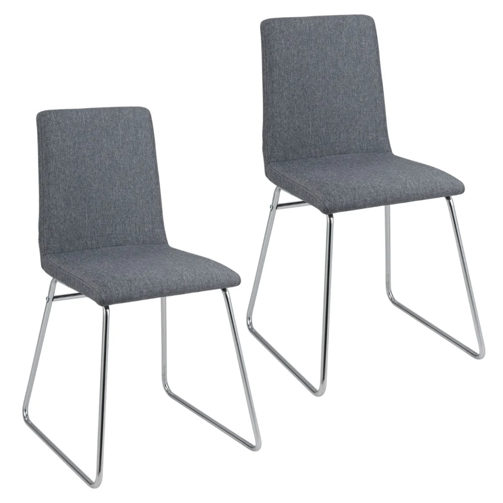 Set di 2 sedie da pranzo moderne 52 x 47 x 88 cm schienale pieghevole seduta comoda finitura in metallo tessuto grigio 20_0012432