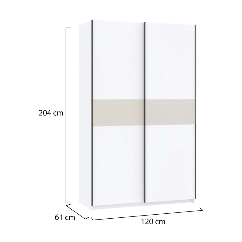 Armadio Camera da Letto Maba, Guardaroba 2 Ante 2 Ripiani, 120x204h cm Bianco