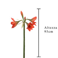 Set 2 Fiori Artificiali di Amaryllis Altezza 95 cm Arancio