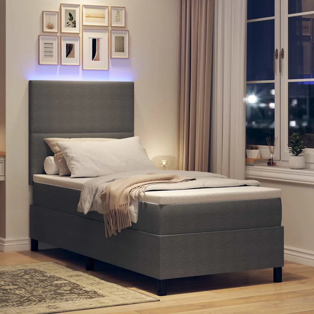 Letto a Sorgente LED Grigio chiaro e bianco 90 x 190 cm 3337623