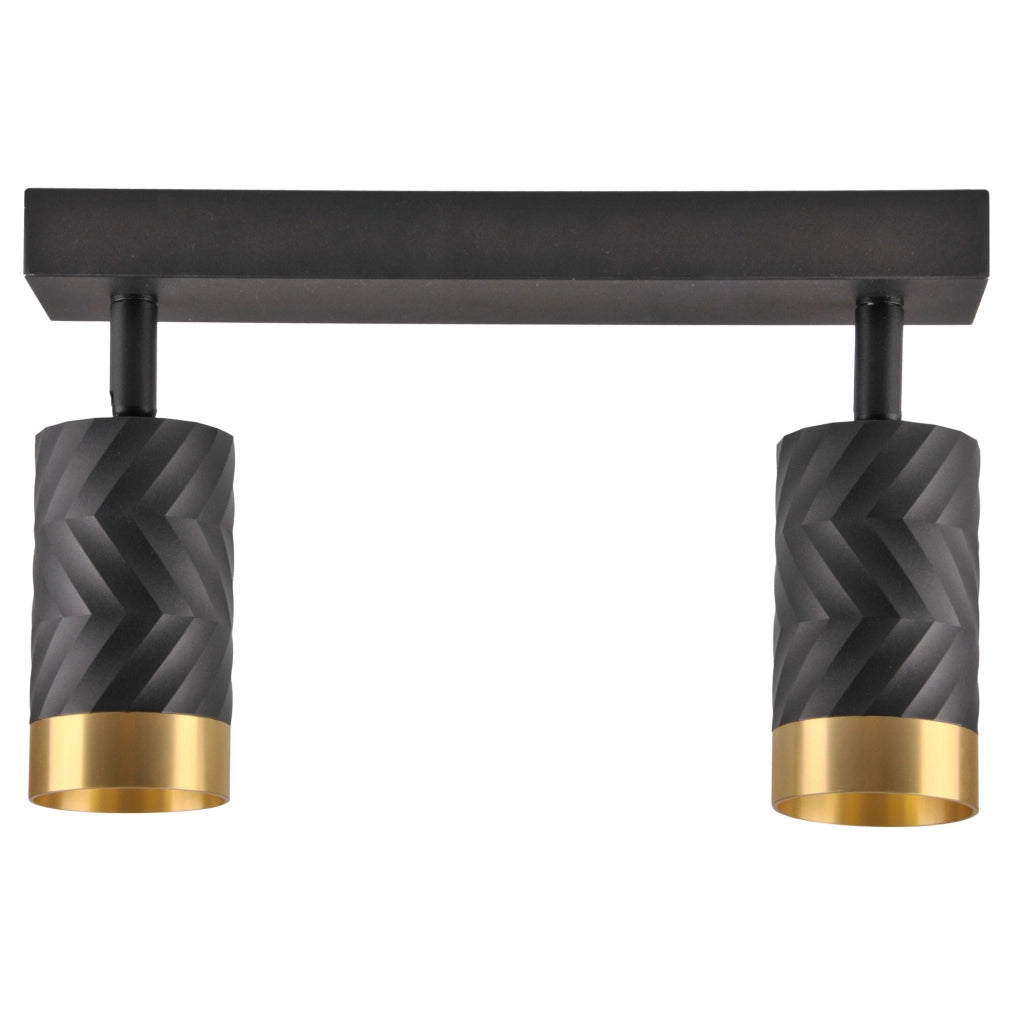 Lampada parete/soffitto 2 luci nero oro GU10 Arras Polux