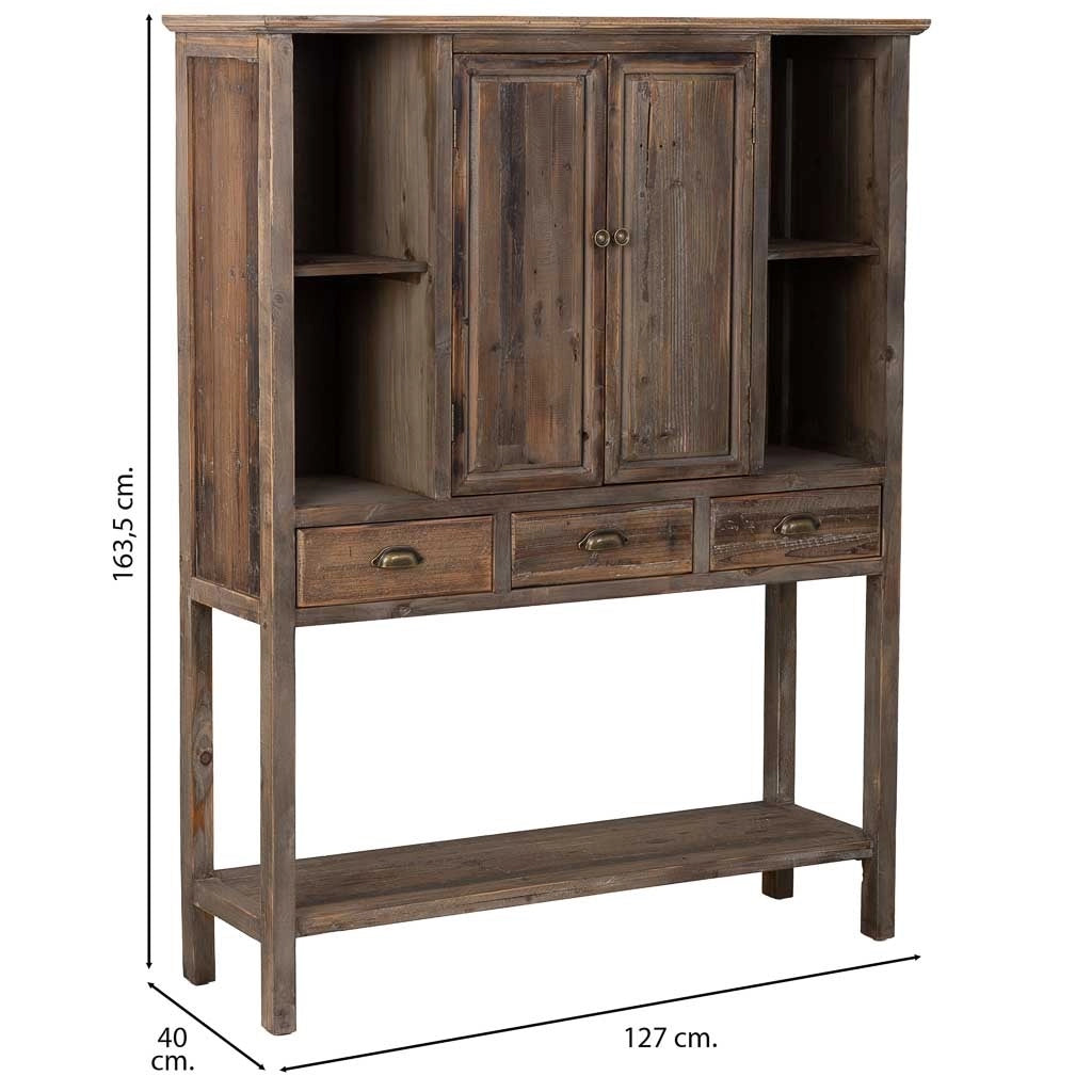 Mobiletto in legno con 2 ante e 3 cassetti 127x40x163,5