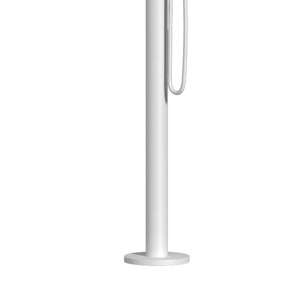 SINED Doccia Bianca In Acciaio Inox 316L Da Esterno con Miscelatore e Doccino Altezza 2300 mm Diametro 6 cm Acqua Caldafredda Attacchi Integrati Anche Per Ambienti Marini DOCCIA CHIA BIANCA
