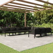 Set Divani da Giardino 10 pz con Cuscini in Alluminio Antracite cod mxl 35673