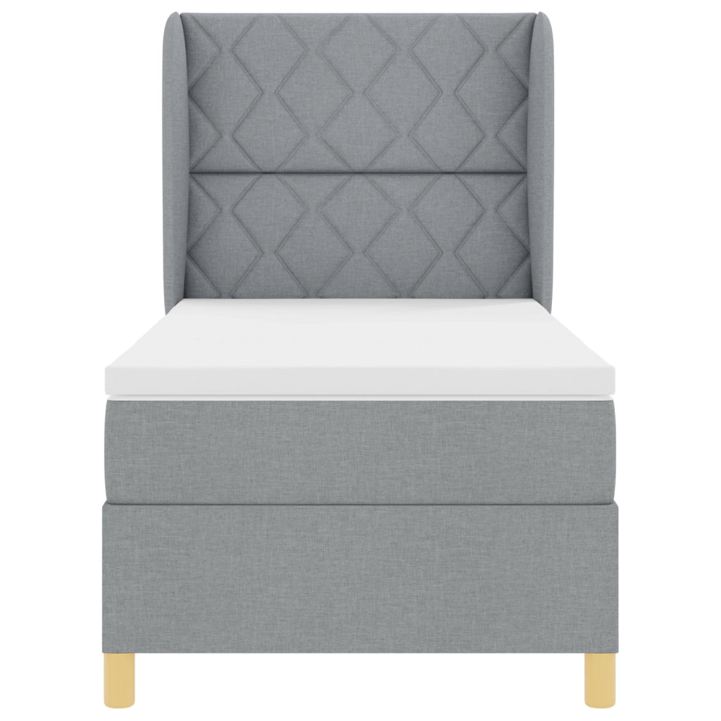 letto a molle di con materasso grigio chiaro 100x200 cm in tessuto