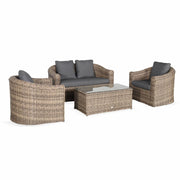 Salotto da giardino in resina intrecciata, 4 posti, beige