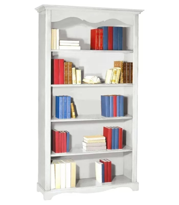 Libreria classica 5 ripiani in legno bianco opaco 120x40x210h (1514) - Mobili 2G