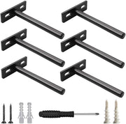 Sostegno per tavole a 6 pezzi - Montaggio a parete - Supporti per tavole - Beccuccio per tavole galleggiante - Tavole nascoste - Viti - Materiale acciaio 125mm