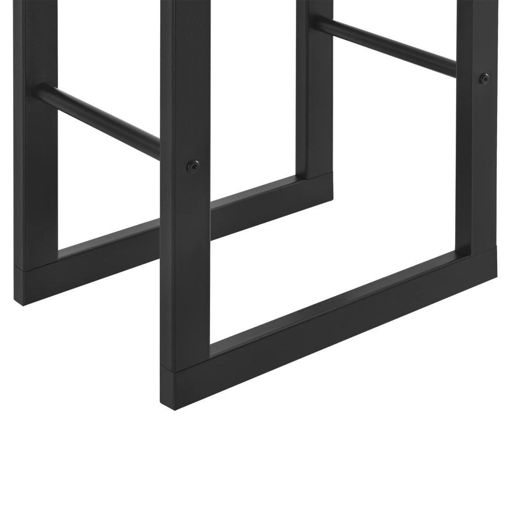 Robusto portalegna solido portalegna supporto per legna da ardere stoccaggio efficiente per uso interno ed esterno acciaio laccato 100 cm nero 03_0005952
