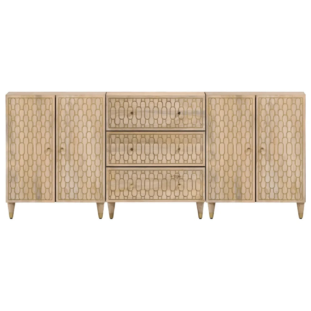 Credenze 3 pz 60x33x75 cm in Legno Massello di Mangocod mxl 92378