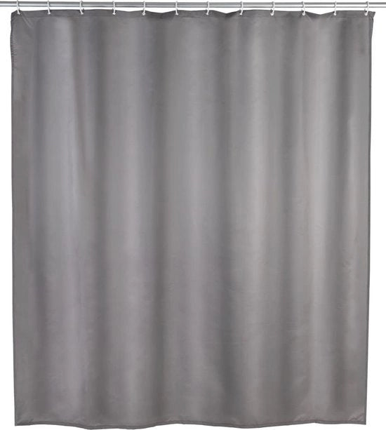Douchegordijn Antischimmel - Color Effen Grigio - Lavabile, Impermeabile, Antibatterico, Incluso con Cerniera di Sostegno