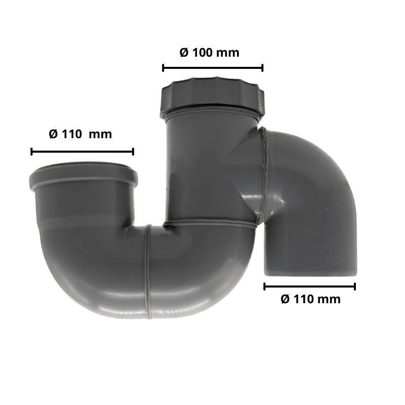 Sifone Verticale Chiuso in Polipropilene : Diametro - 110 mm ( tappo Ø 100 mm)