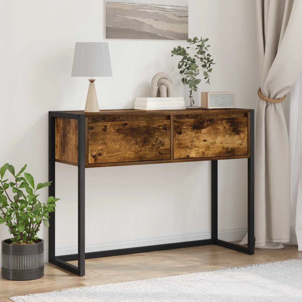Tavolino | Tavolo laterale Quercia Fumosa 100 x 36 x 75 cm Legno multistrato